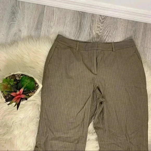 Nwot Ann Taylor Loft brown pinstripe Julie trouser pants 8 or m - Picture 3 of 10